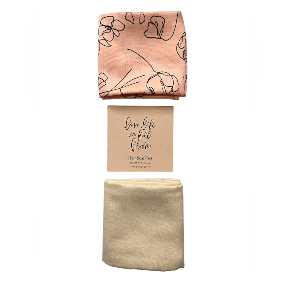 Peach and Cream Hair Scarf Set Of 2